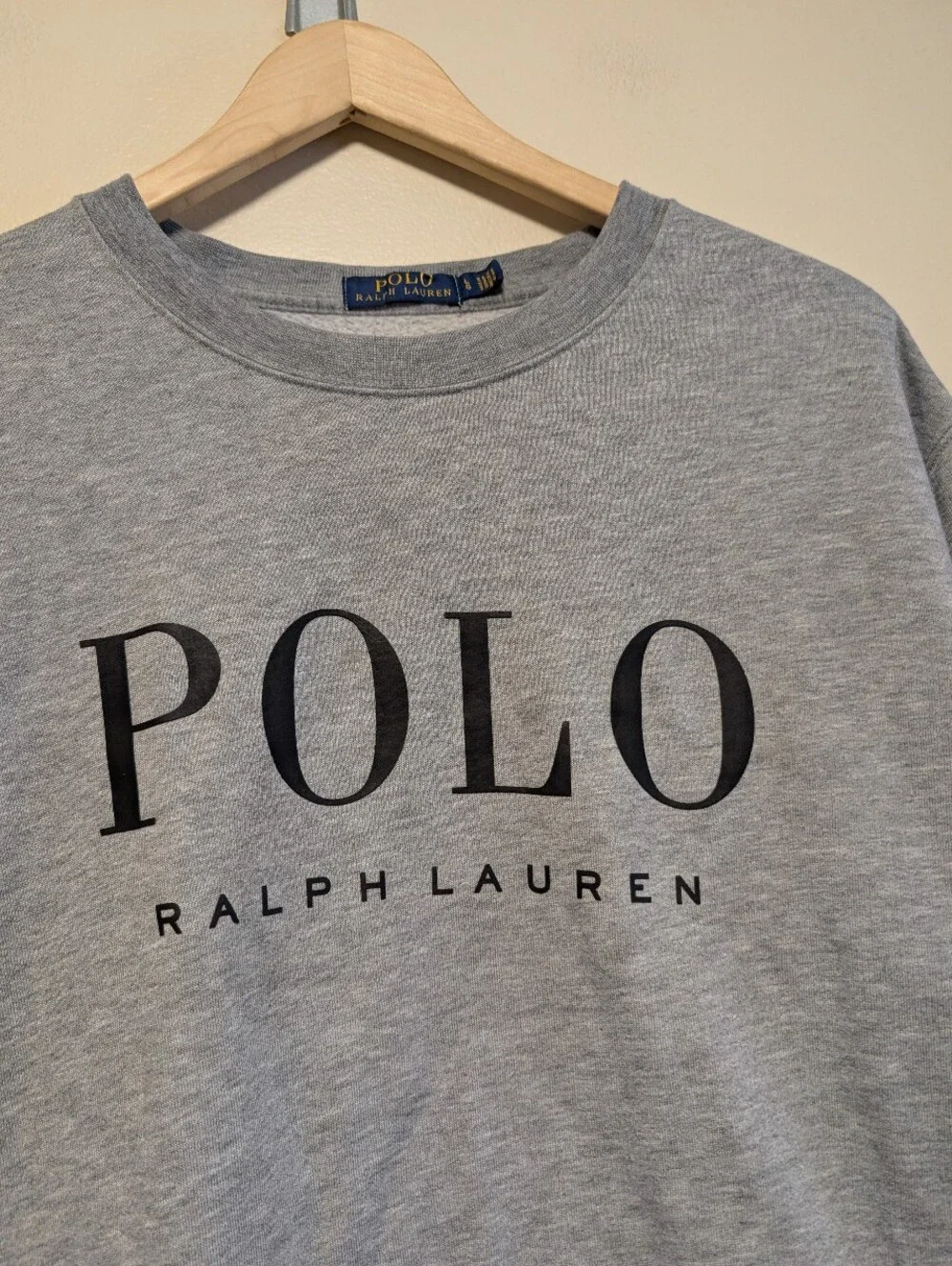 Polo Ralph Lauren Gray Logo Crewneck Sweatshirt Size L Classic Preppy